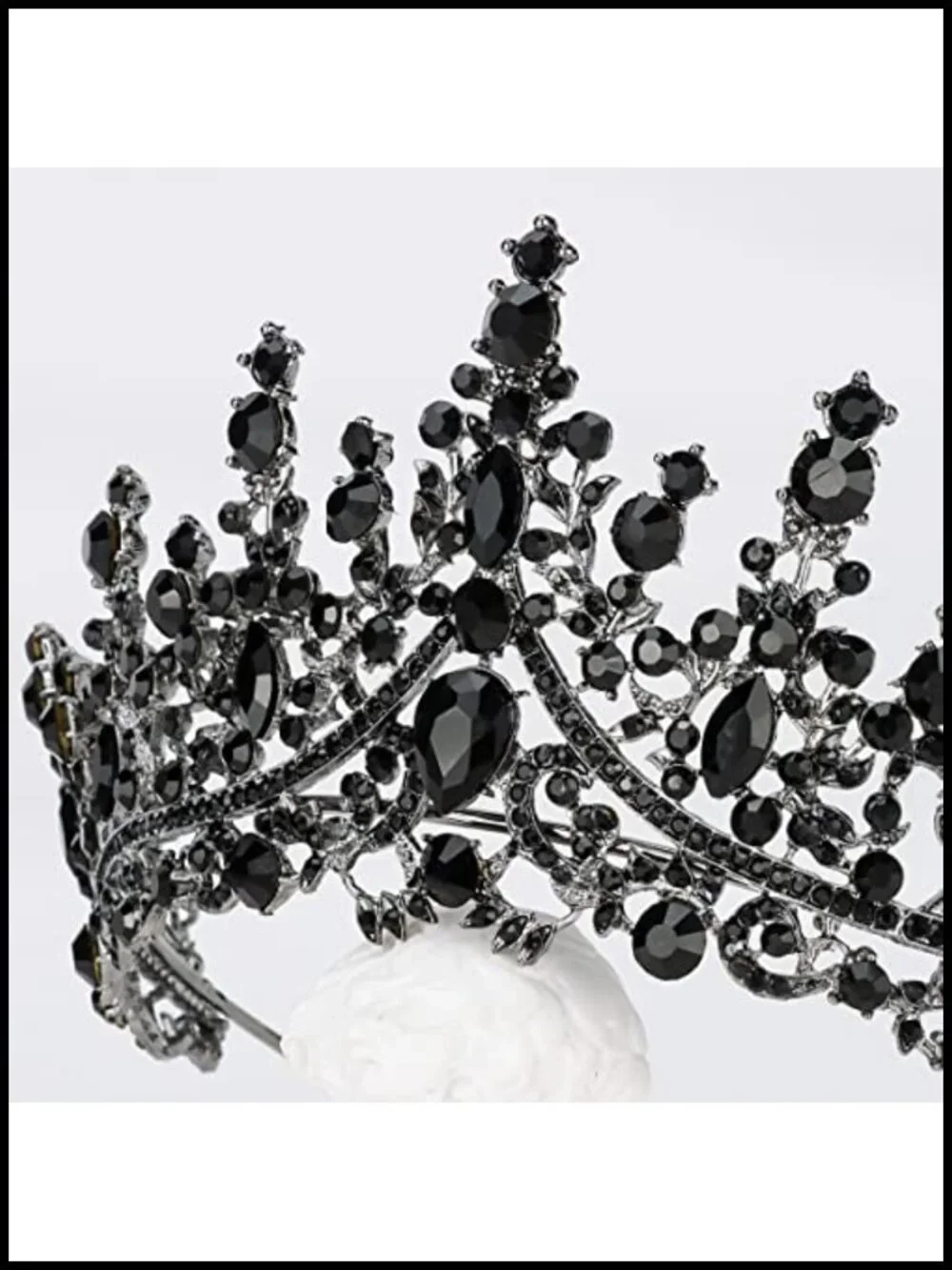 Gothic Crystal Tiara Crown for Women, Vintage Black Swan Headpiece for